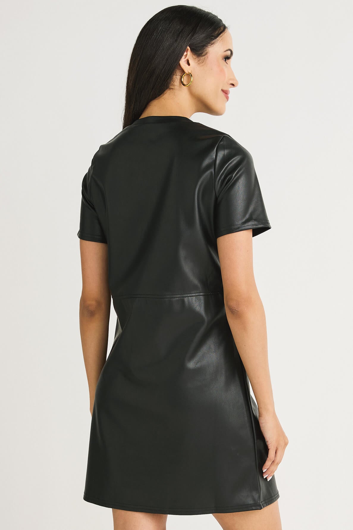 THML Faux Leather T-Shirt Dress