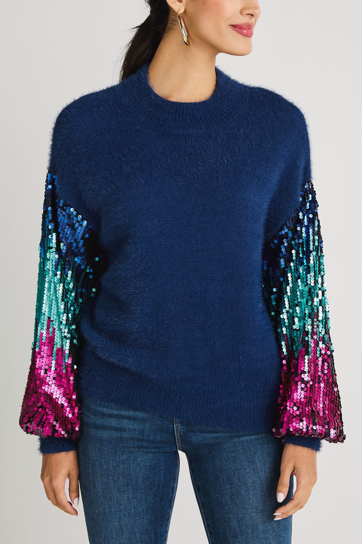 Sequin hotsell cuff jumper