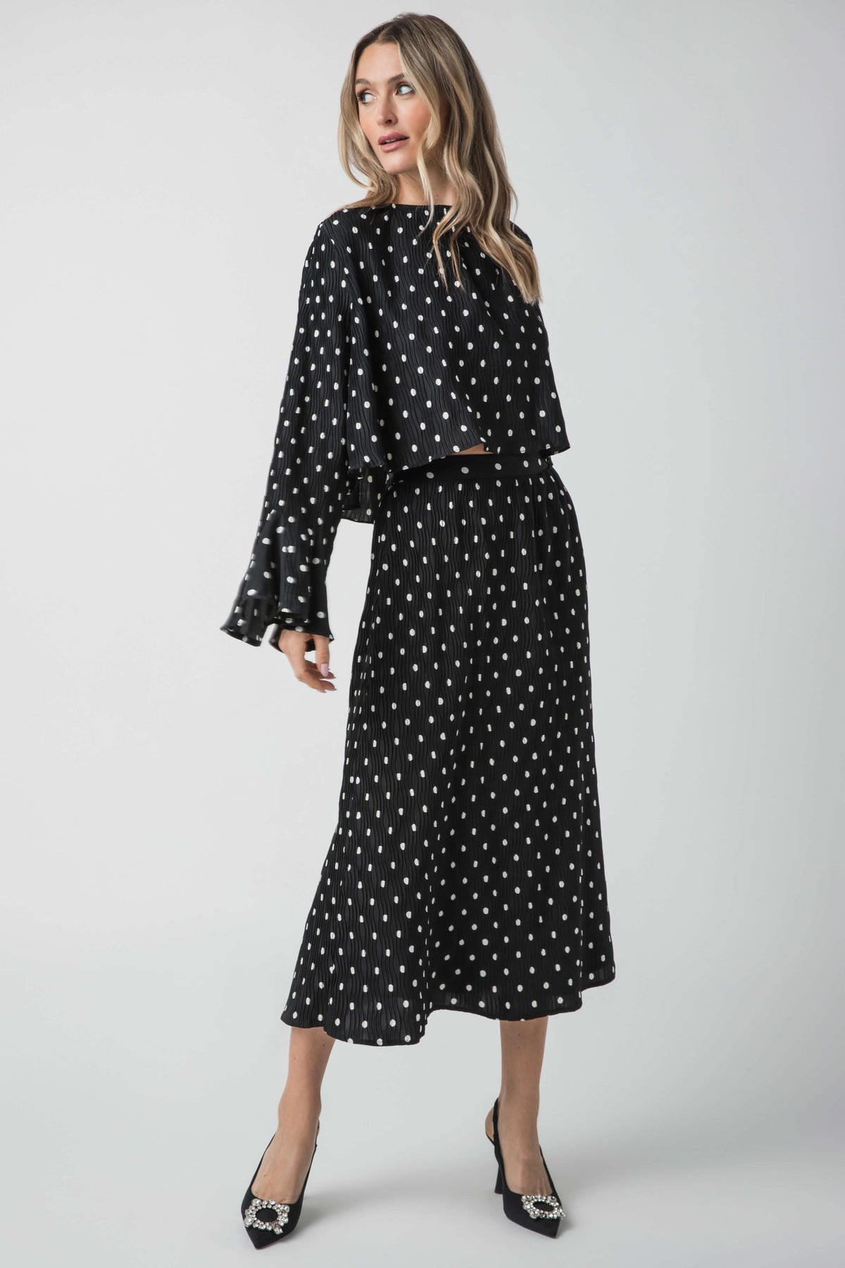 En Saison Darlene Polka Dot Slip Skirt