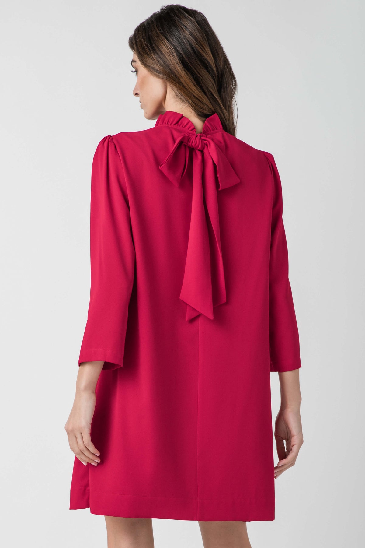 Pinch Long Sleeve Bow Dress