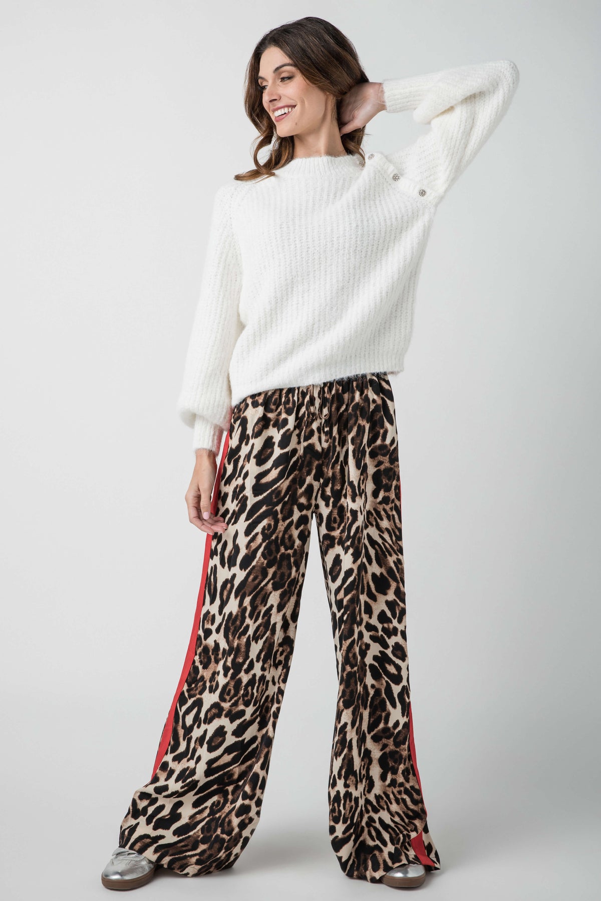 Q2 Leopard Pants with Red Stripe