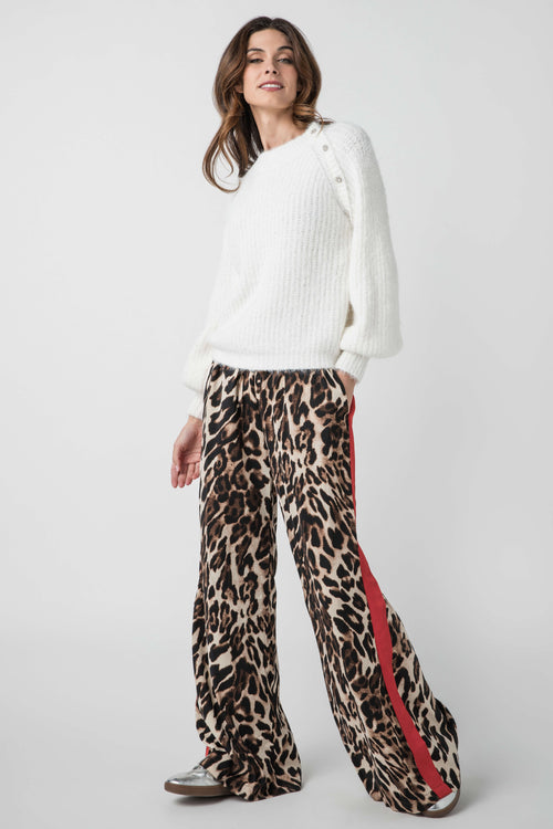 Q2 Leopard Pants with Red Stripe