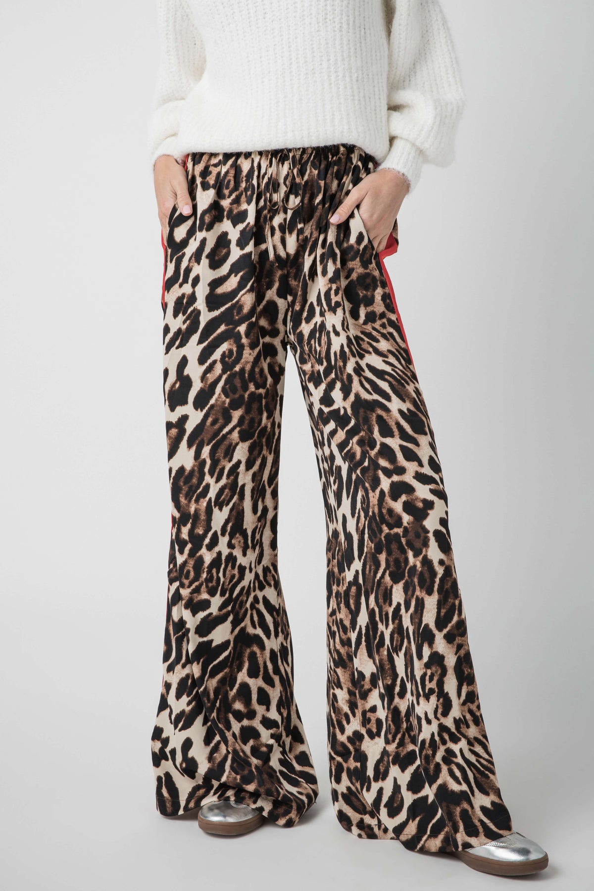 Q2 Leopard Pants with Red Stripe