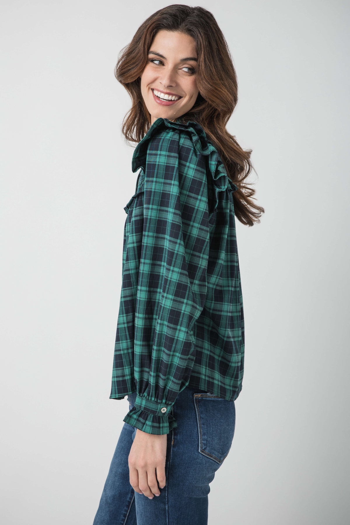 Pinch Plaid Button Up Top