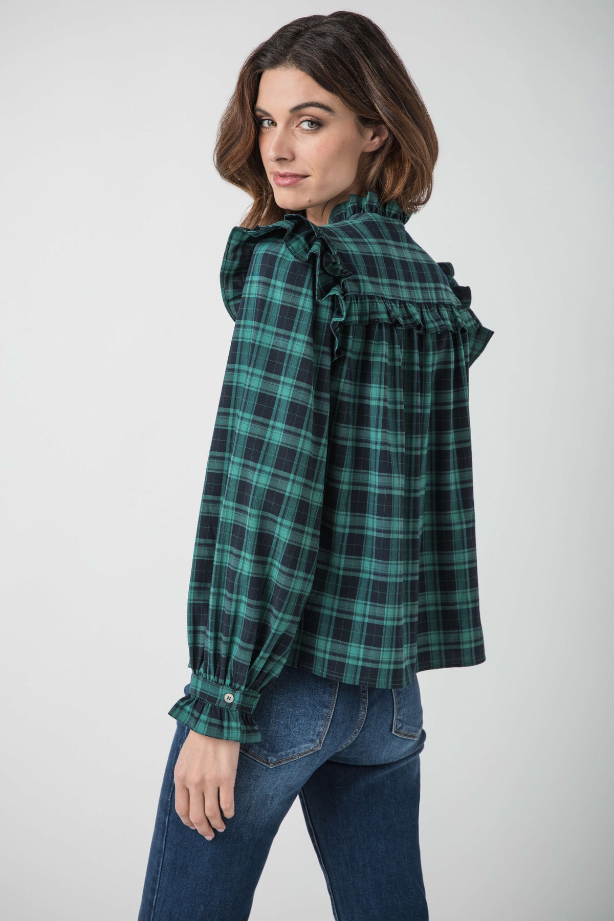 Pinch Plaid Button Up Top