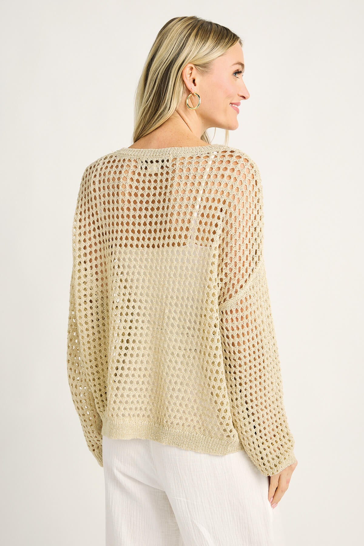 Gold crochet outlet cardigan