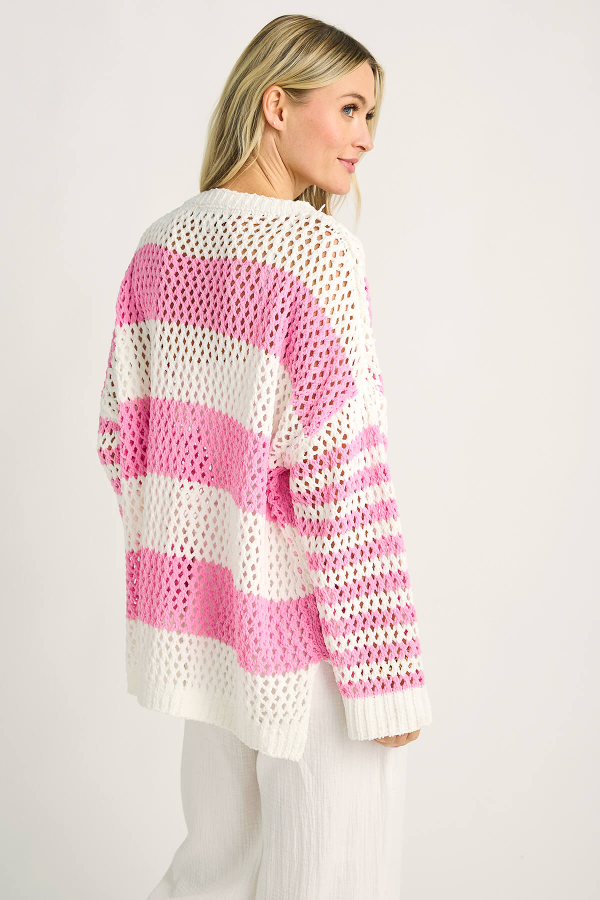 Vintage Havana Pink Popsicle Stripe Chenille Sweater – Social Threads