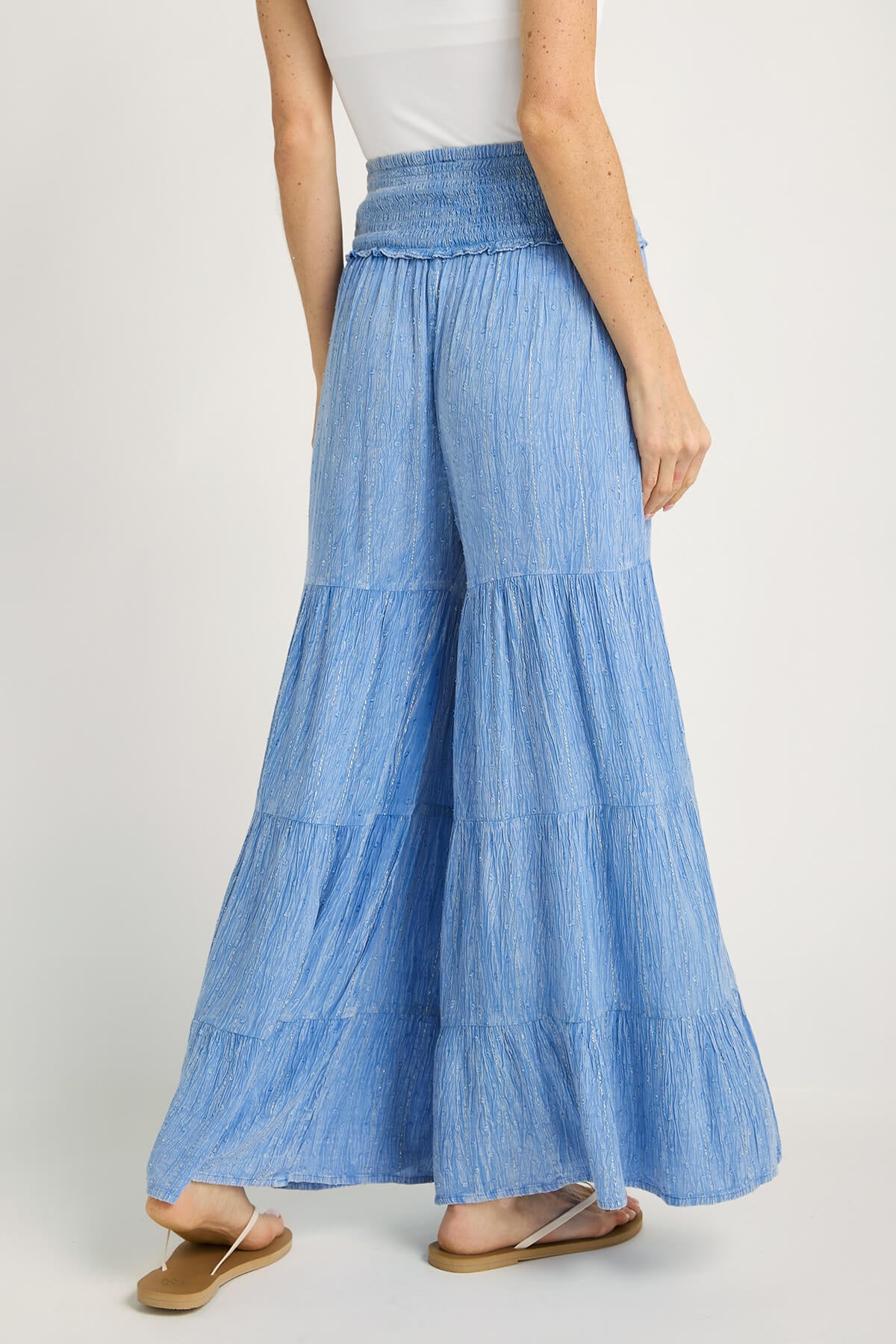 Surf Gypsy Washed Blue Metallic Wideleg Pants