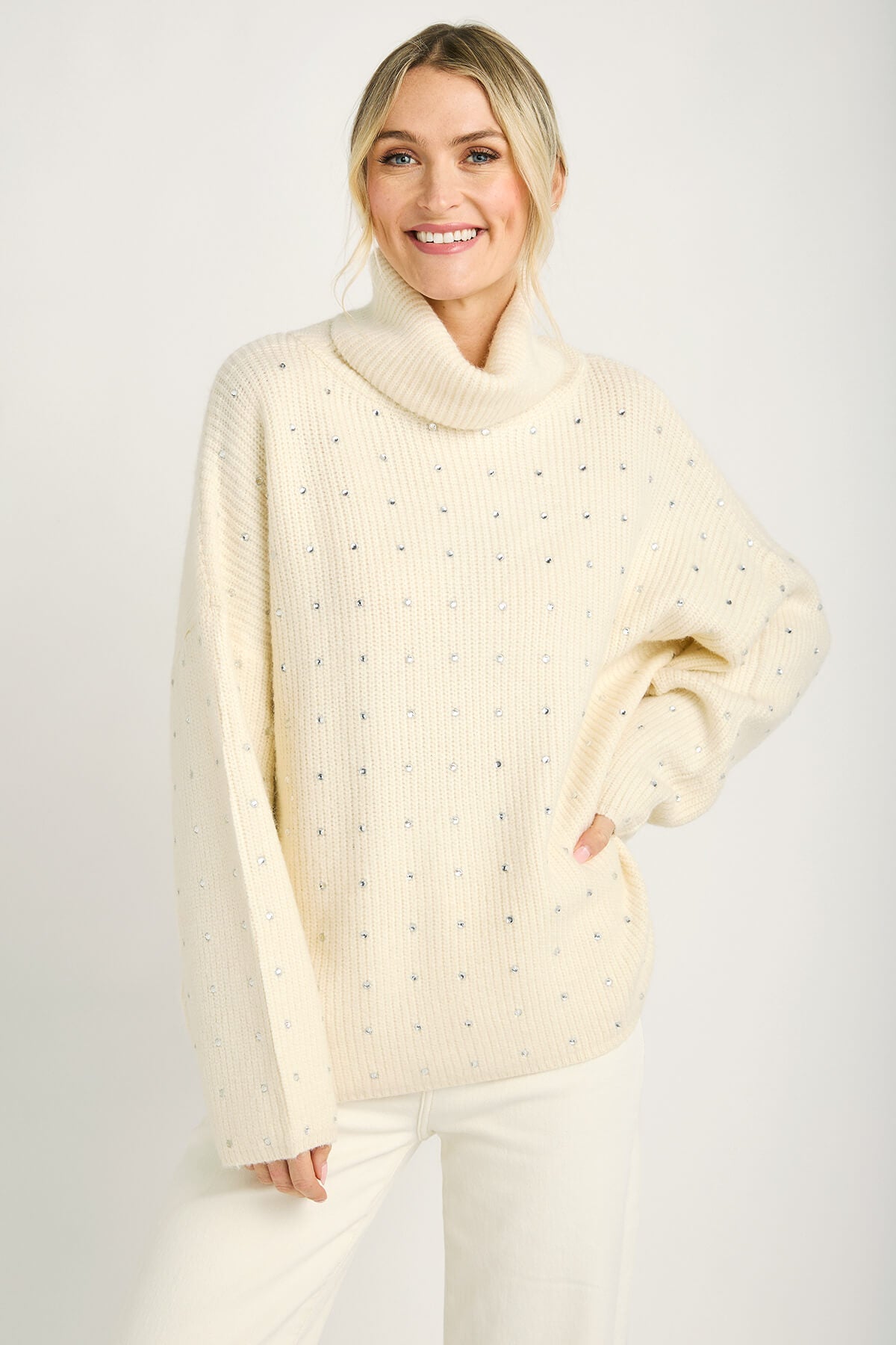 Embellished hotsell neck sweater