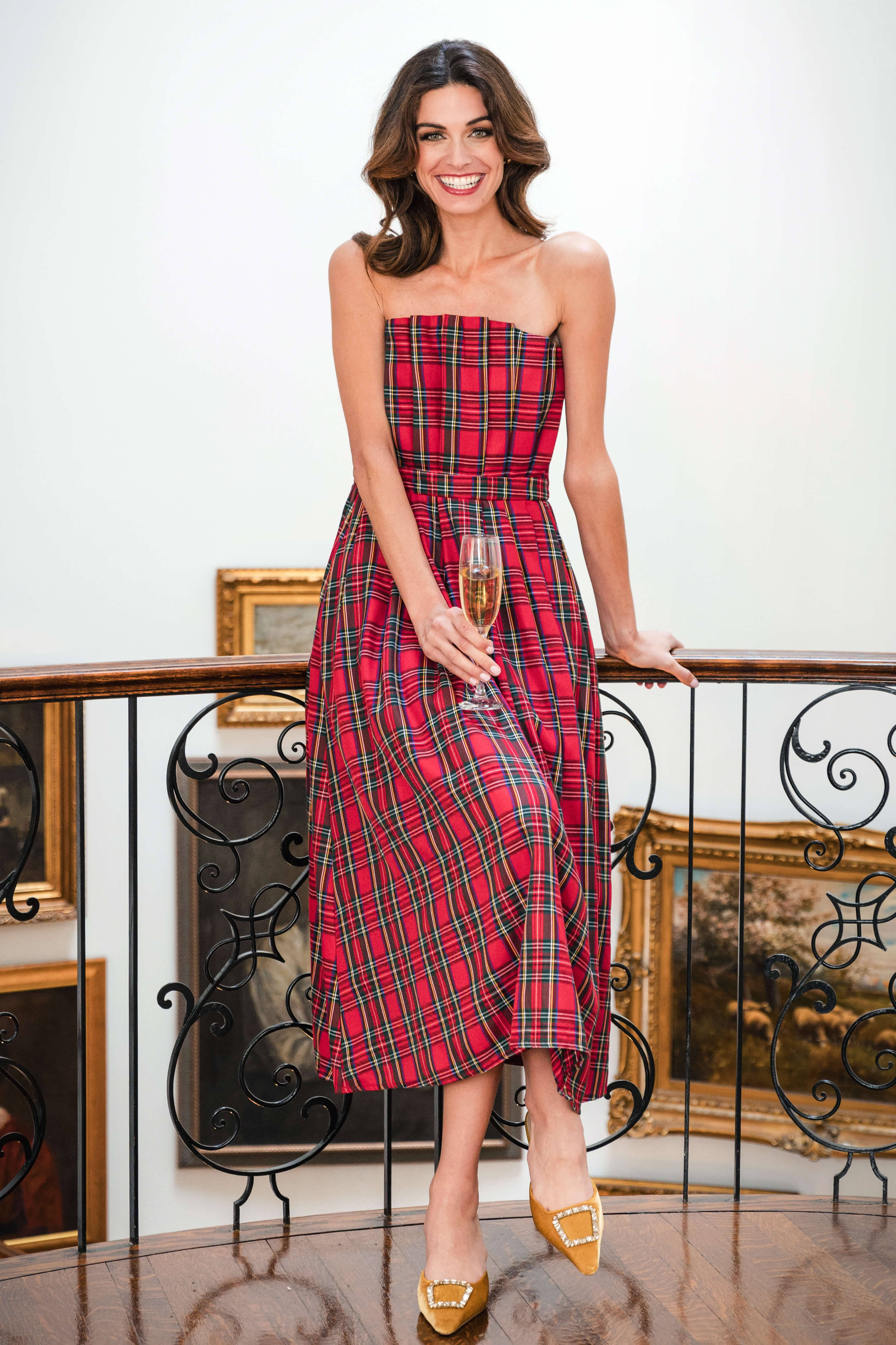 Plaid strapless dress sale