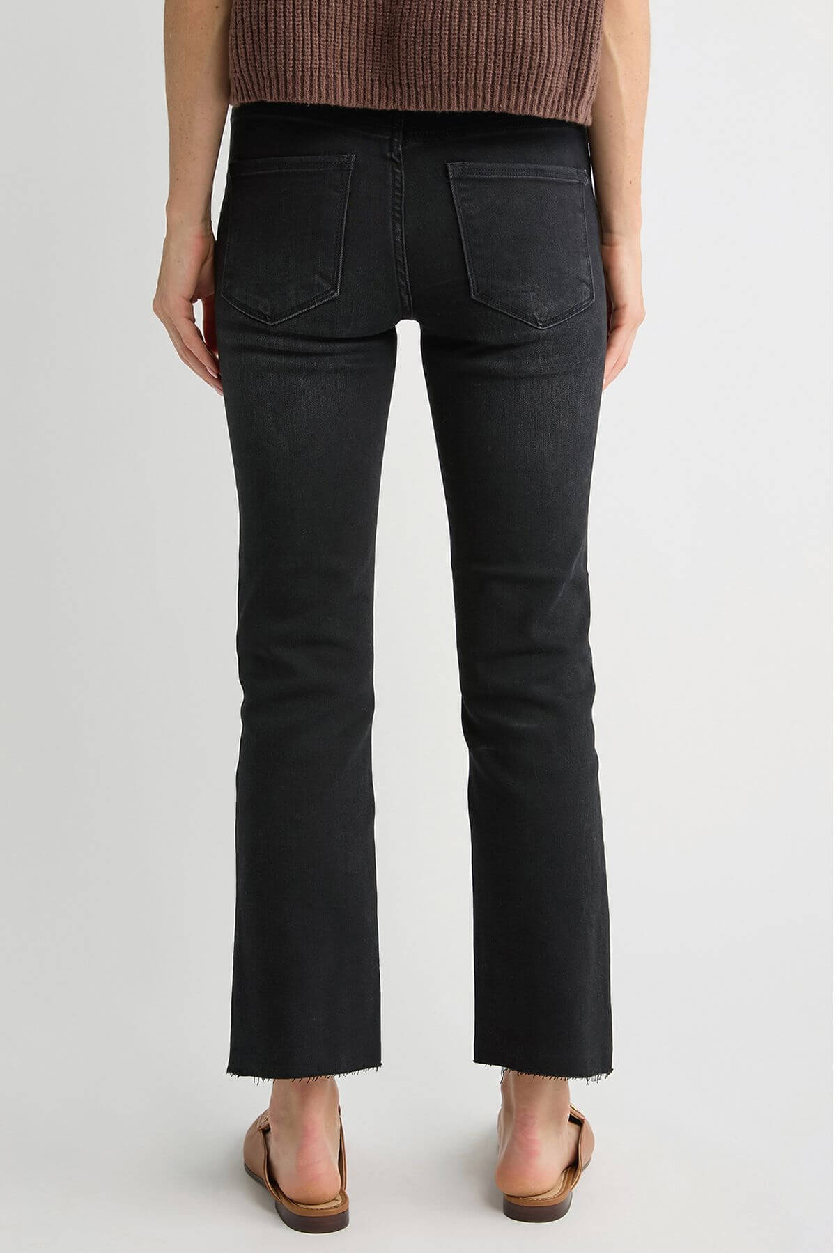 Washed black raw outlet hem straight leg jeans