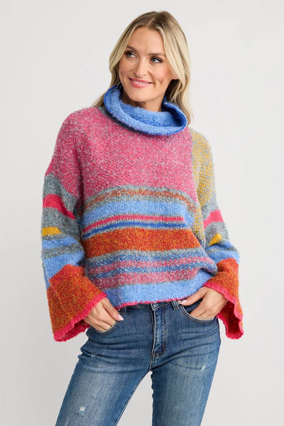 Fate Multi Color Swing Turtleneck Sweater – Social Threads