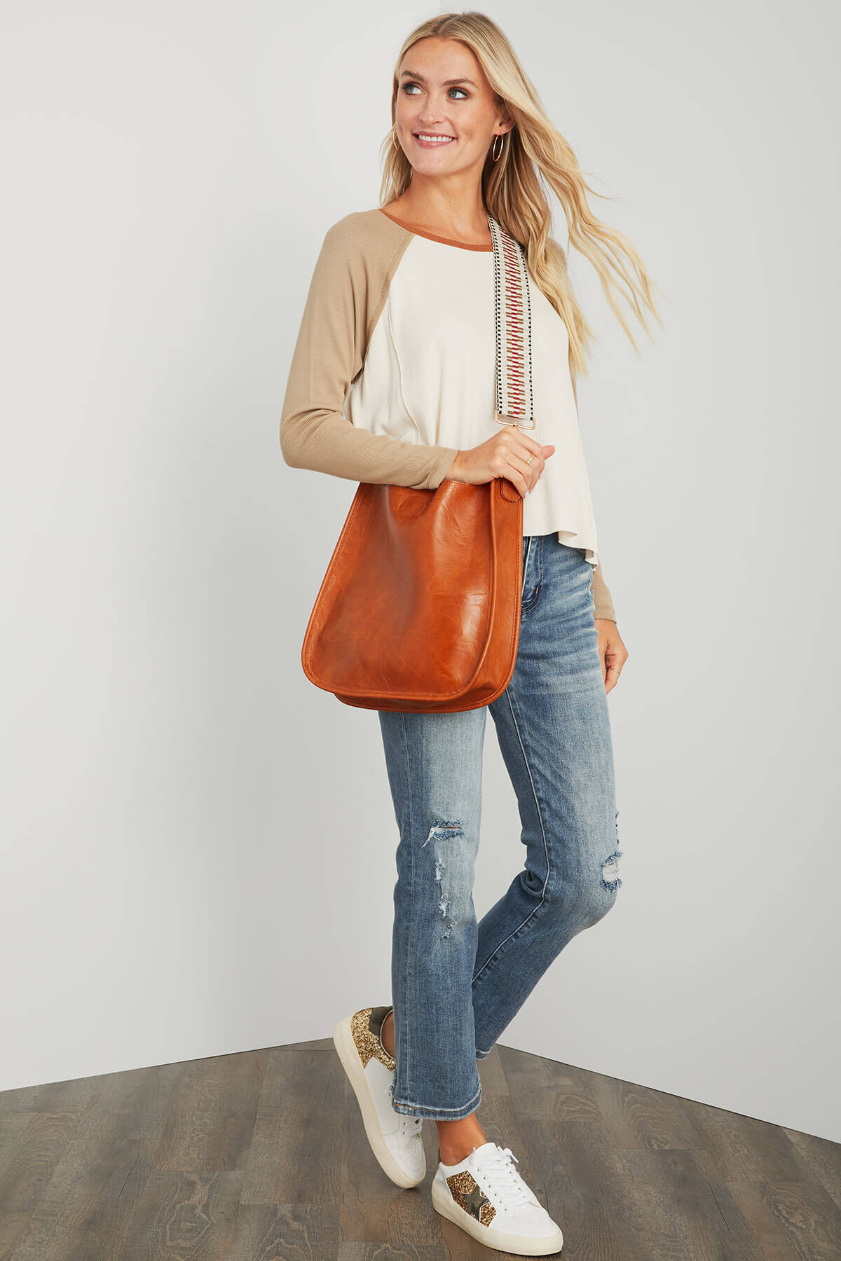 Social Threads Faux Suede Sling Bag | Mushroom | Size One Size