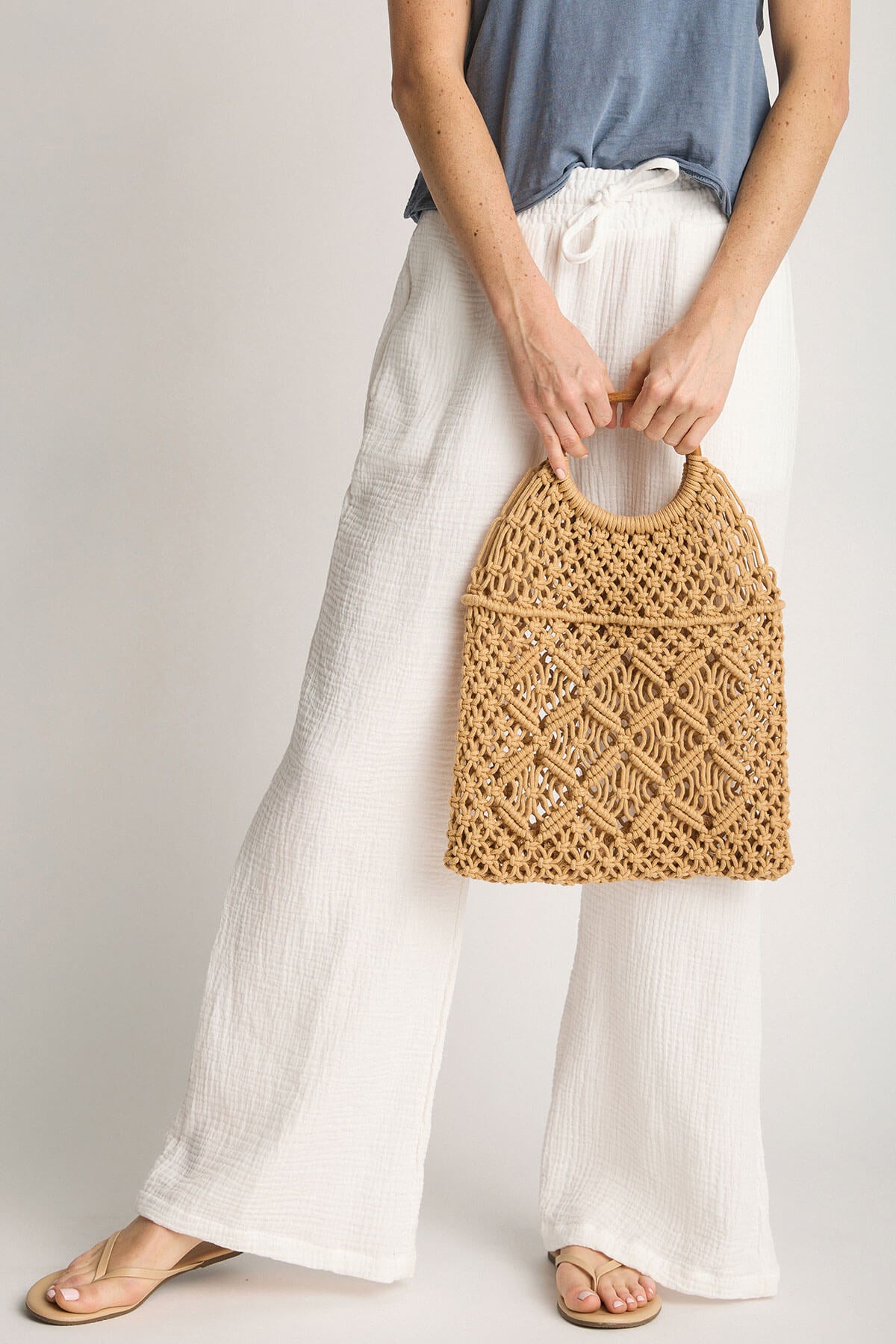Faire Bamboo Handle Crochet Bag | Brown | Size One Size