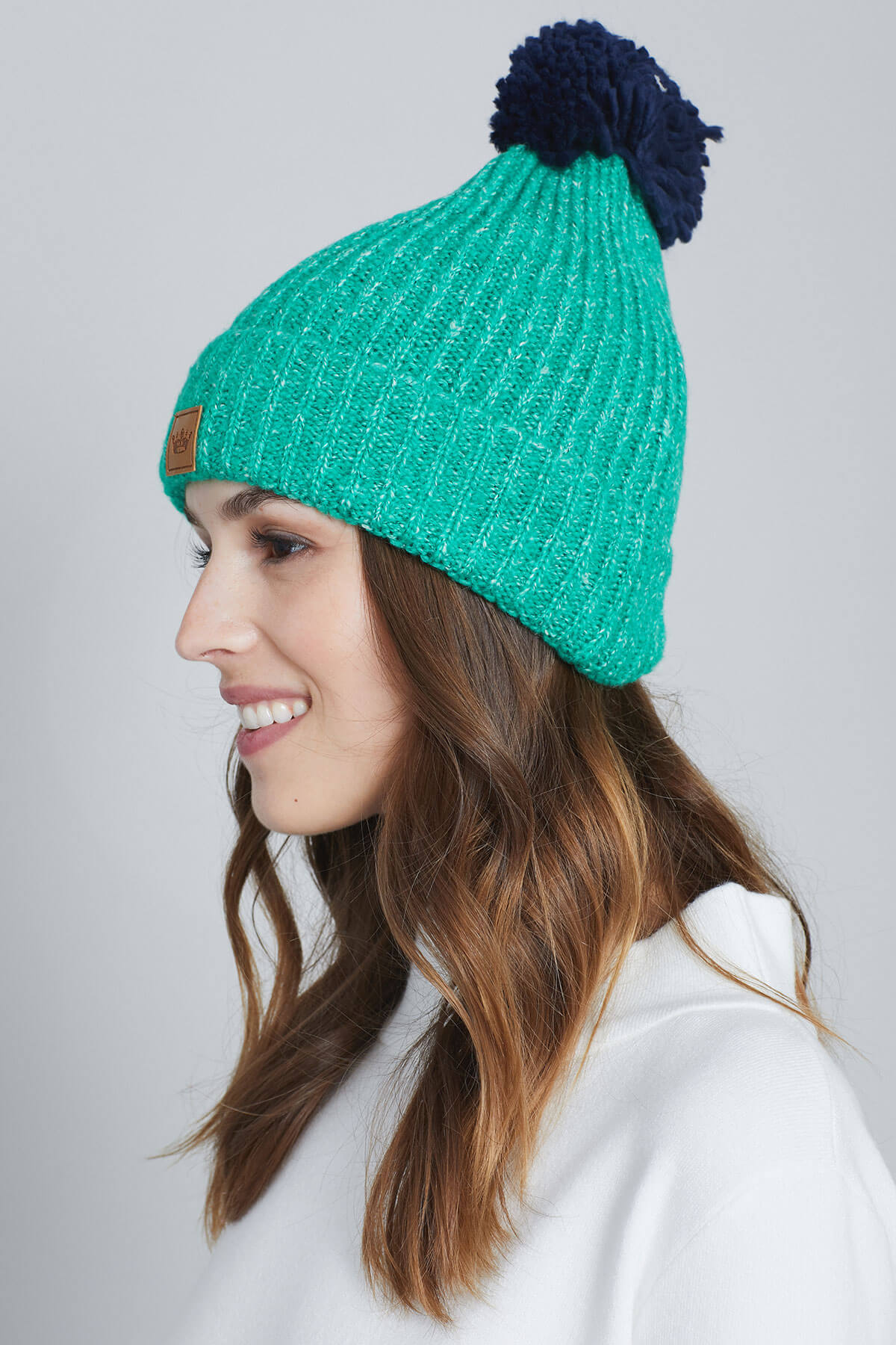 Green & Cheddar Knit Hat w/ Pom