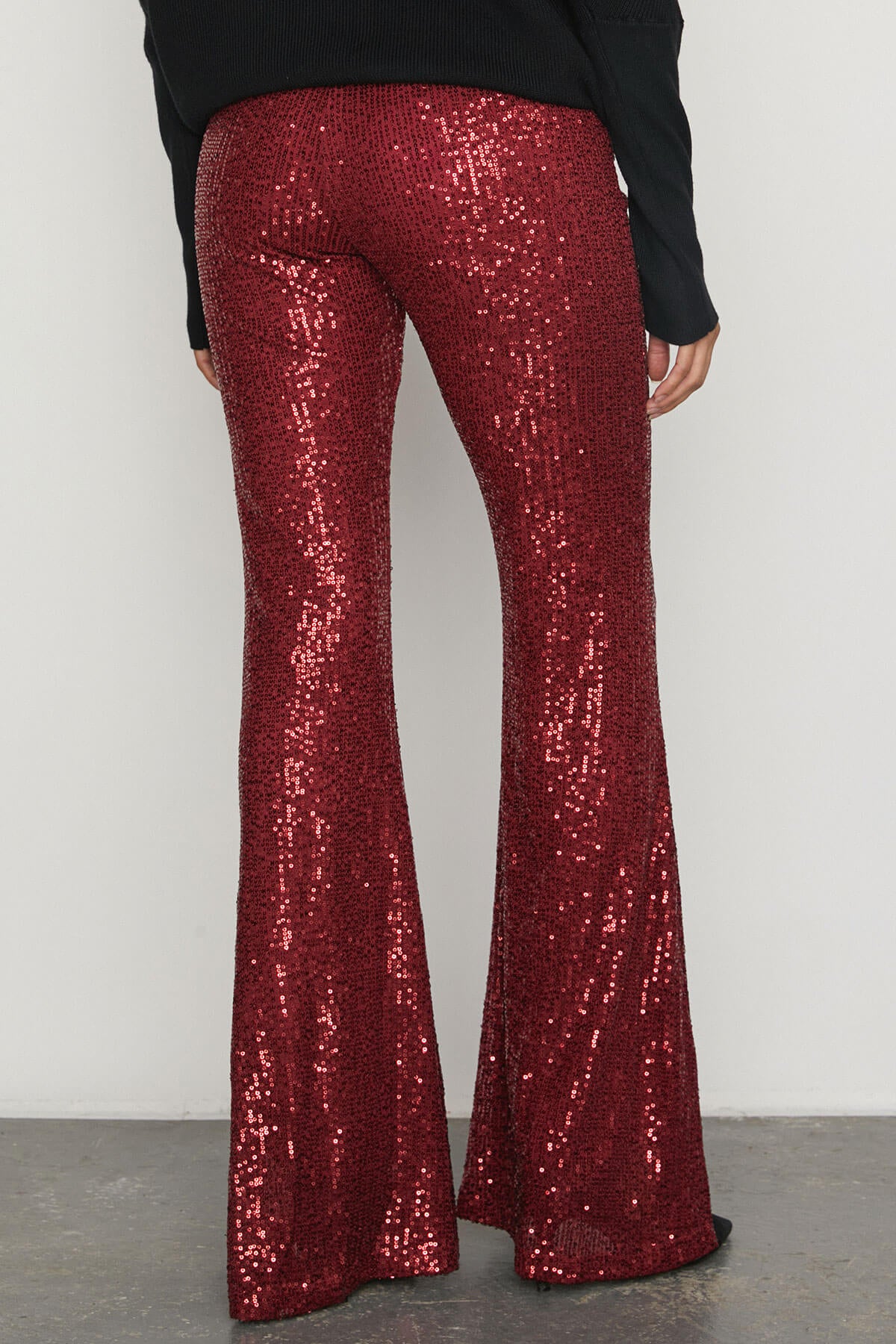 Red sequin clearance flare pants